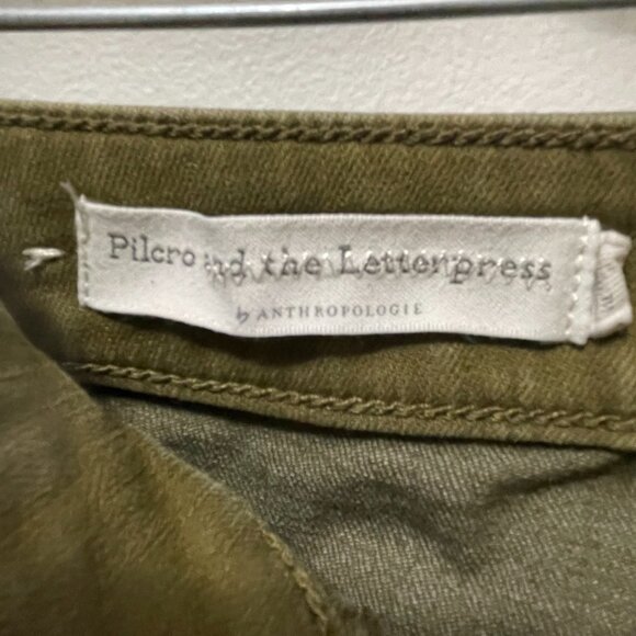 Anthropologie Army Green Moto Zippered High-Rise Denim Leggings Sz 26 Petite - Picture 8 of 16